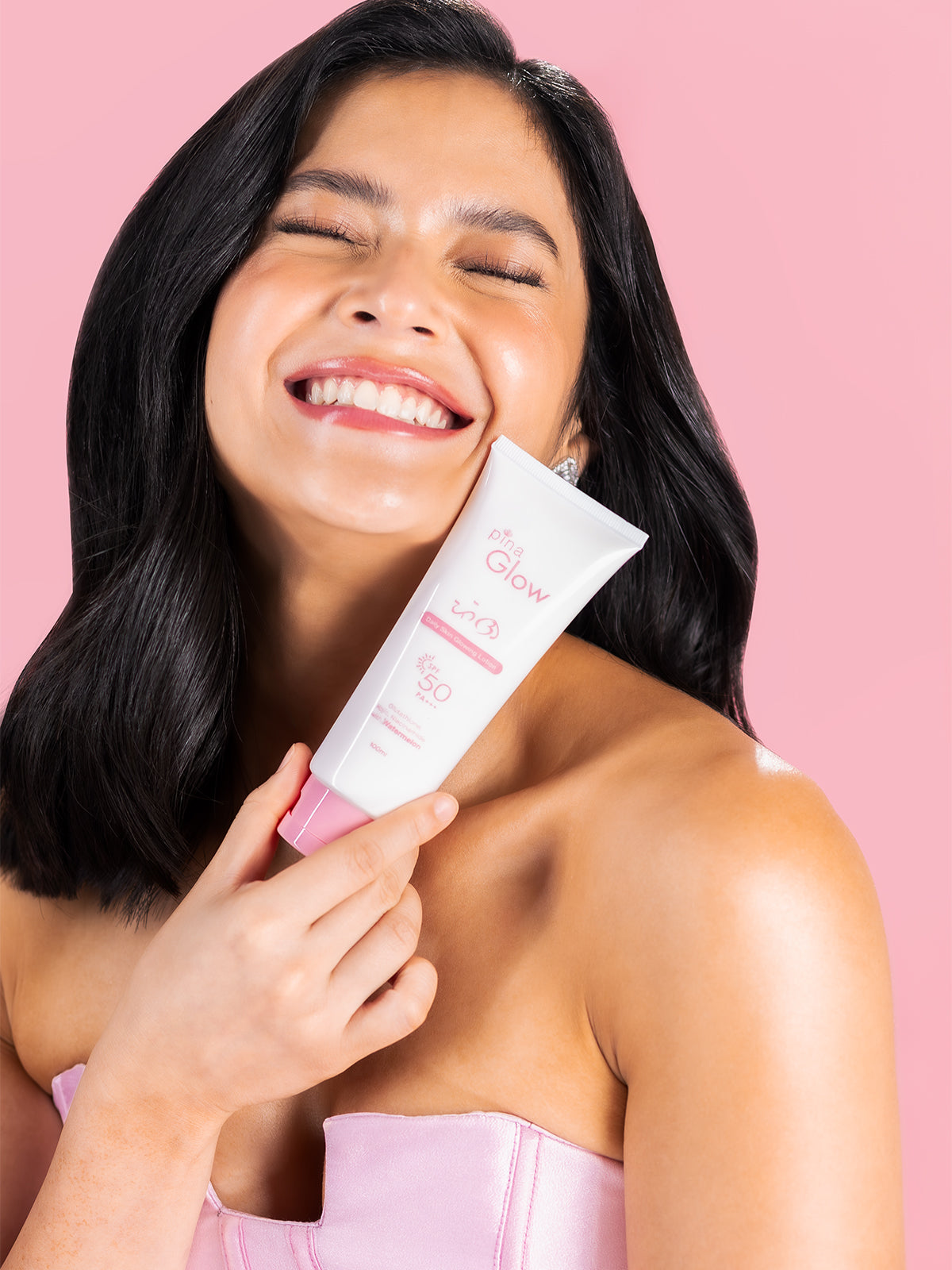Glow Goals Trio: Pina Glow Soap (135g), Glow Soap Bundle of 3 (75g), and Glow Lotion